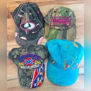 Lot of 4 Ball Cap Hats - Camouflage Mossy Oak Real Tree Redneck